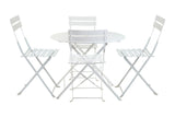 Five Piece White Round Metal Dining Set with Four Chairs