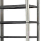 32" Dark Brown Solid Wood and Mirrored Glass Four Tier Bookcase with Three Drawers