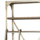 32" Light Brown And Nickel Metal and Solid Wood Six Tier Library Bookcase with Two Drawers