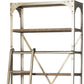32" Light Brown And Nickel Metal and Solid Wood Six Tier Library Bookcase with Two Drawers