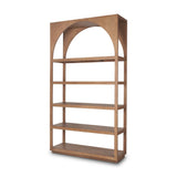 47" Brown Arched Solid Wood Five Tier Bookcase