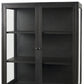 36" Black Solid Wood and Metal Display Cabinet With Two Doors