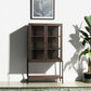 36" Brown and Black Solid Wood and Metal Display Cabinet With Two Doors