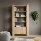 42" Natural Solid Wood Four Tier Bookcase with Two Doors