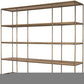 82" Antiqued Brass And Light Brown Distressed Metal and Solid Wood Three Tier Bookcase with Four Doors