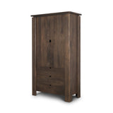 40" Dark Brown Solid Wood Curio Cabinet With Two Doors And Three Drawers