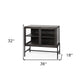 36" Brown and Black Solid Wood and Metal Display Cabinet With Two Doors