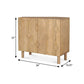 36" Natural Solid Wood Carved Geometric Accent Cabinet With Two Doors