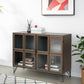 37" Antiqued Brass and Brown Metal and Solid Wood Accent Cabinet With Two Doors