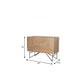 44" Natural and Black Solid Wood and Metal Carved Geometric Accent Cabinet With Two Doors