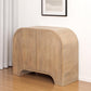 32" Natural Solid Wood Textured Door Accent Cabinet With Two Doors