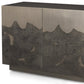 30" Gray Distressed Metal Textured Door Accent Cabinet With Two Doors