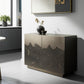 30" Gray Distressed Metal Textured Door Accent Cabinet With Two Doors