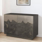 30" Gray Distressed Metal Textured Door Accent Cabinet With Two Doors