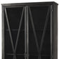 38" Black Glass and Metal Display Cabinet With Two Doors