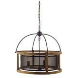 Black Caged Three Light Metal Dimmable Chandelier