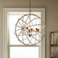 White And Gold Empire Six Light Metal and Beads Dimmable Chandelier