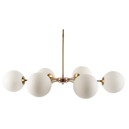 Gold Sputnik Six Light Frosted Metal Dimmable Chandelier With White Shades