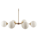 Gold Sputnik Six Light Frosted Metal Dimmable Chandelier With White Shades