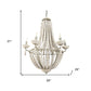 Silver And White Empire Six Light Metal and Beads Dimmable Chandelier