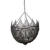 Black Unique Statement Four Light Metal and Beads Dimmable Chandelier
