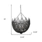 Black Unique Statement Four Light Metal and Beads Dimmable Chandelier