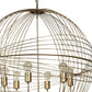 Gold Caged Six Light Metal and Glass Dimmable Chandelier With Gold Shades