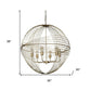 Gold Caged Six Light Metal and Glass Dimmable Chandelier With Gold Shades