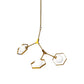 Brass Unique Statement Three Light Metal and Glass Dimmable Chandelier With White Shades