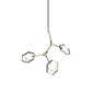 Champagne Unique Statement Three Light Metal and Glass Dimmable Chandelier With White Shades