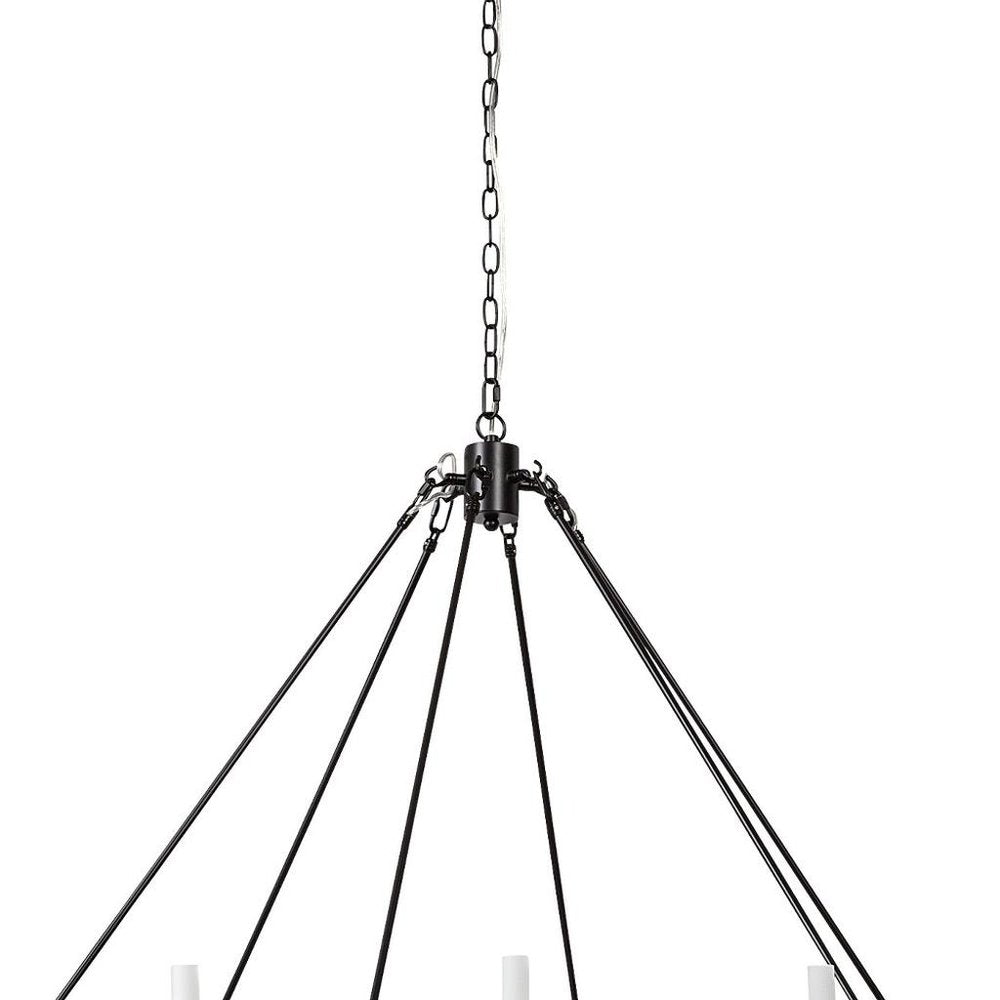 Black Candle Style Twelve Light Glass Dimmable Chandelier