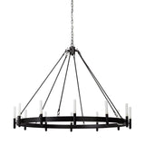 Black Candle Style Twelve Light Glass Dimmable Chandelier