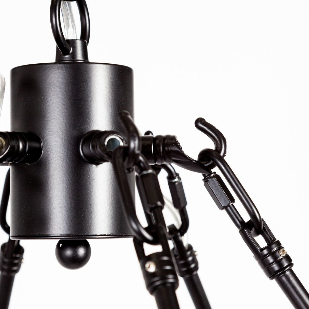 Black Candle Style Twelve Light Glass Dimmable Chandelier
