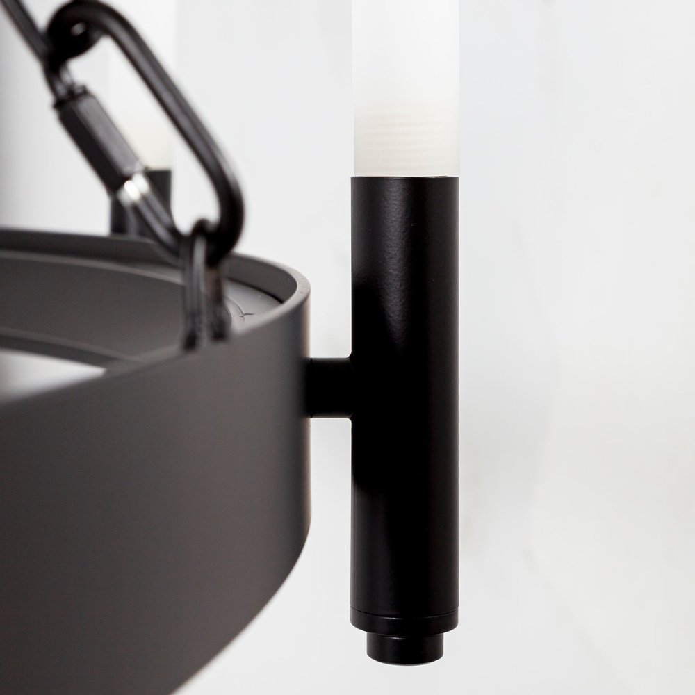 Black Candle Style Twelve Light Glass Dimmable Chandelier