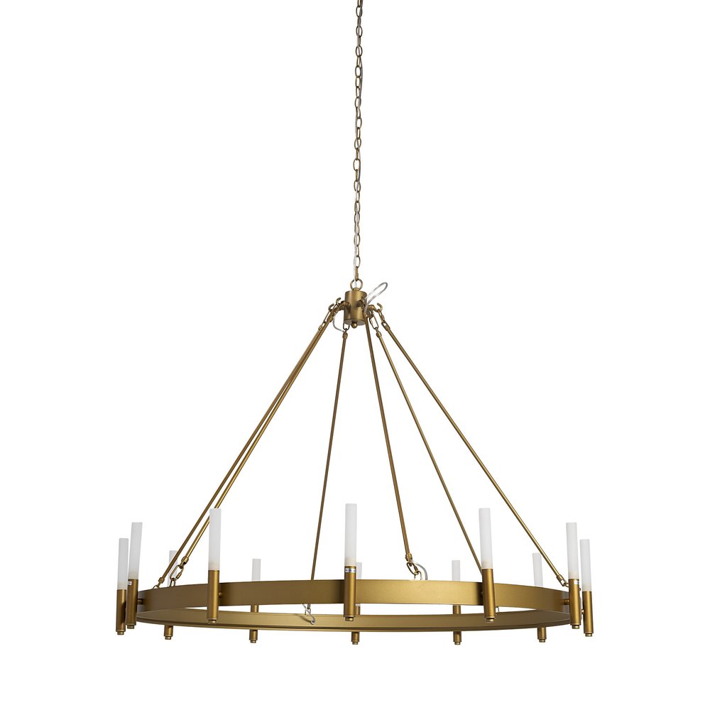 Gold And White Candle Style Twelve Light Glass Dimmable Chandelier