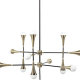 Gold And Black Sputnik Multi Light Metal and Glass Dimmable Chandelier