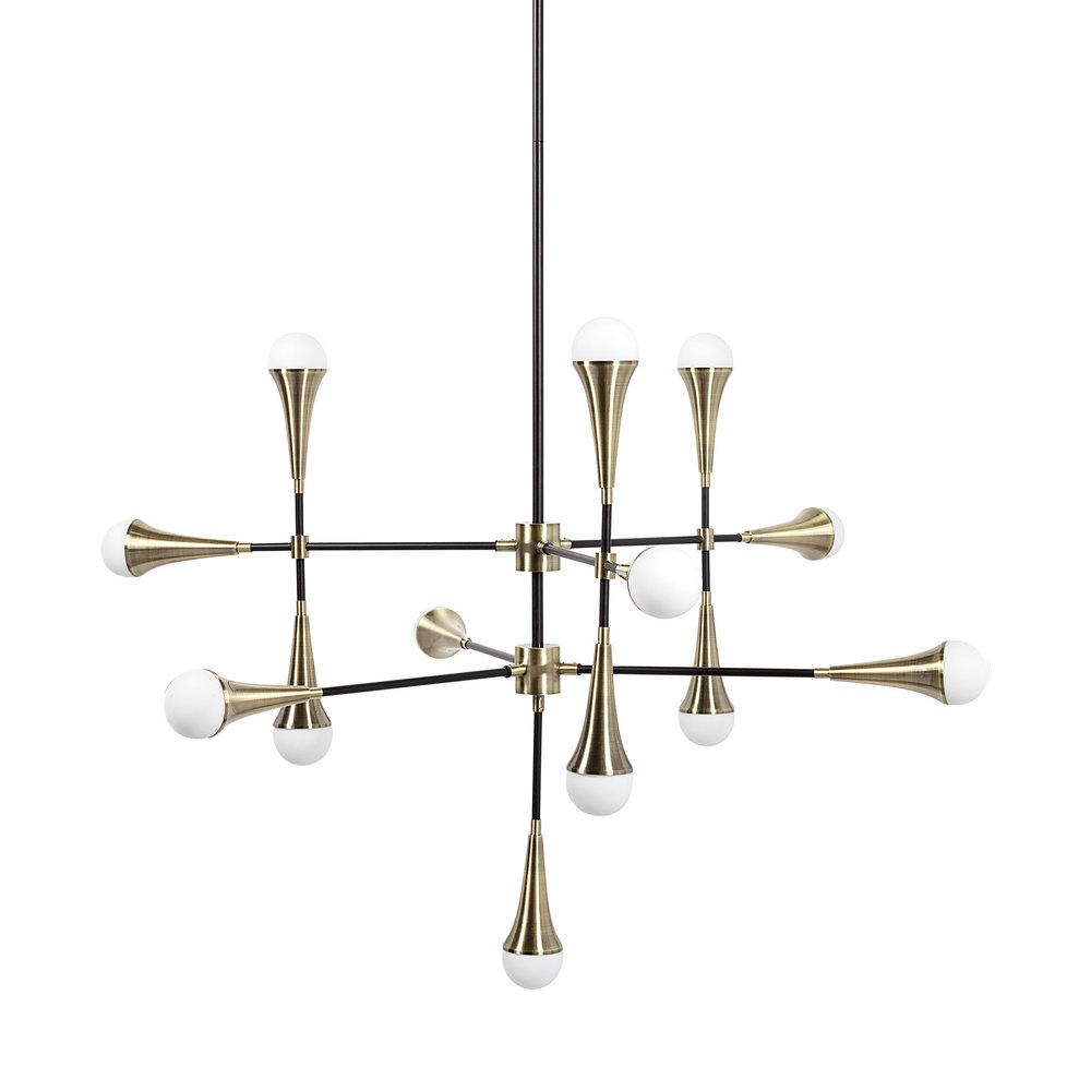 Gold And Black Sputnik Multi Light Metal and Glass Dimmable Chandelier