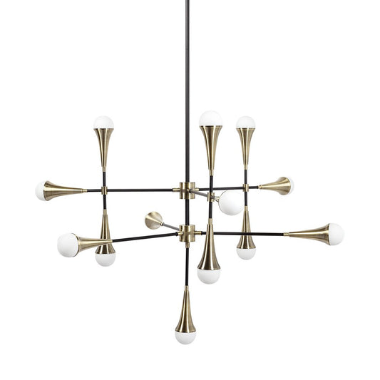 Gold And Black Sputnik Multi Light Metal and Glass Dimmable Chandelier