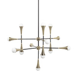 Gold And Black Sputnik Multi Light Metal and Glass Dimmable Chandelier