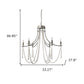 White And Silver Candle Style Six Light Metal and Beads Dimmable Chandelier