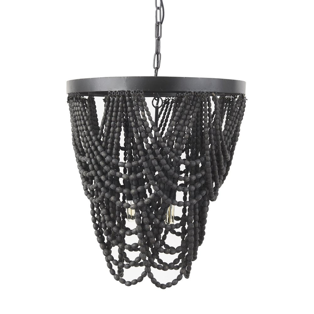Black Empire Three Light Metal and Beads Dimmable Chandelier