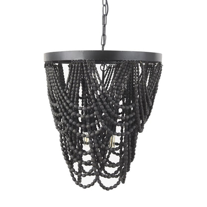Black Empire Three Light Metal and Beads Dimmable Chandelier