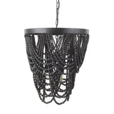 Black Empire Three Light Metal and Beads Dimmable Chandelier
