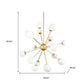 Gold Sputnik Multi Light Frosted Metal and Glass Dimmable Chandelier With White Shades