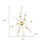 Gold Sputnik Multi Light Frosted Metal and Glass Dimmable Chandelier With White Shades