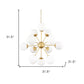 Gold Sputnik Eleven Light Frosted Metal and Glass Dimmable Chandelier With White Shades