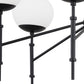Black Sputnik Six Light Metal and Frosted Glass Dimmable Chandelier