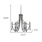 Black Candle Style Six Light Metal and Beads Dimmable Chandelier