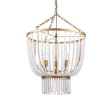 Gold And White Empire Three Light Metal and Beads Dimmable Chandelier