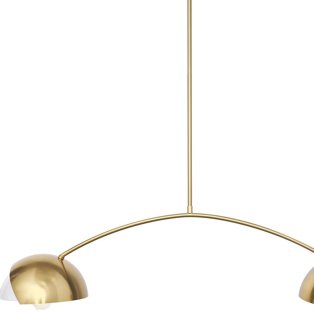 Brass Two Light Metal Dimmable Chandelier With White Shades